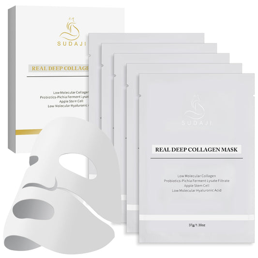 SUDAJI bio collagen overnight face mask with probiotics, 5-pack hydrogel sheet mask